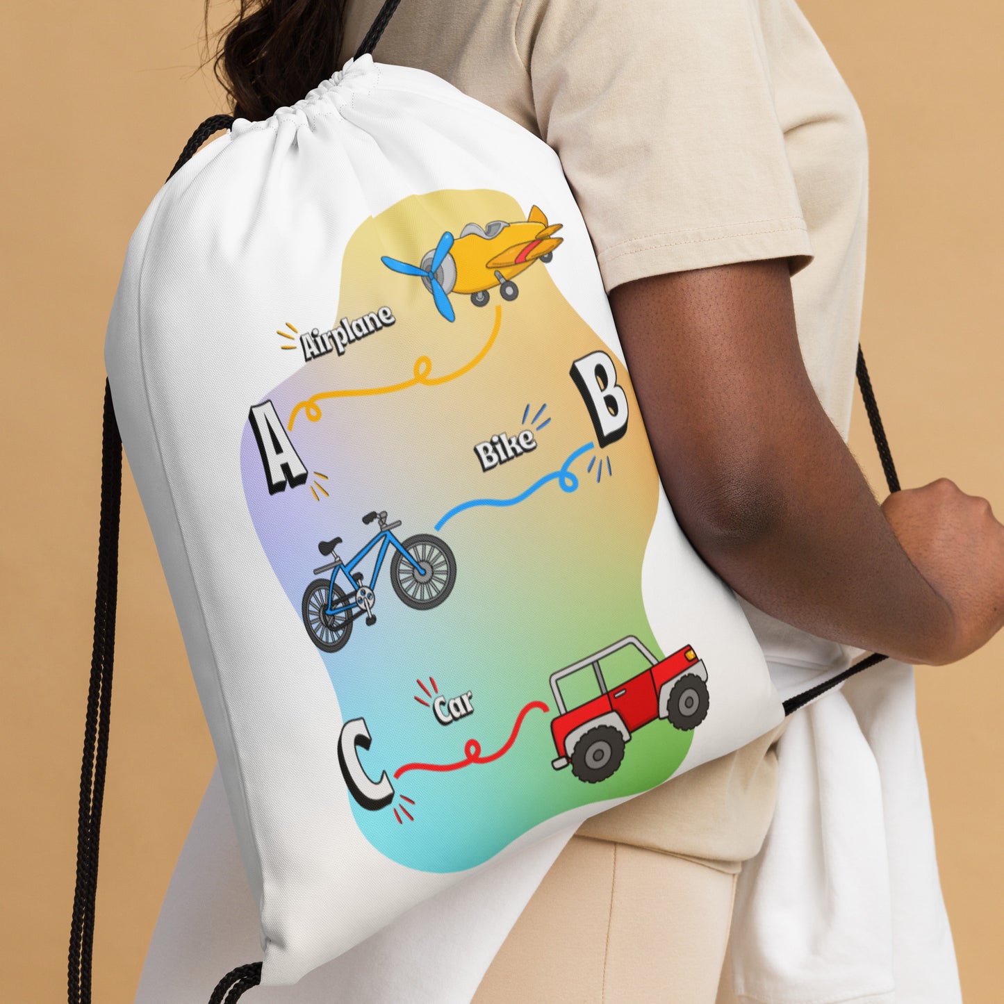 Drawstring Bag with Kid-Friendly Designs: Perfect for school, sports, and adventures! Get yours now and add a touch of fun to everyday activities