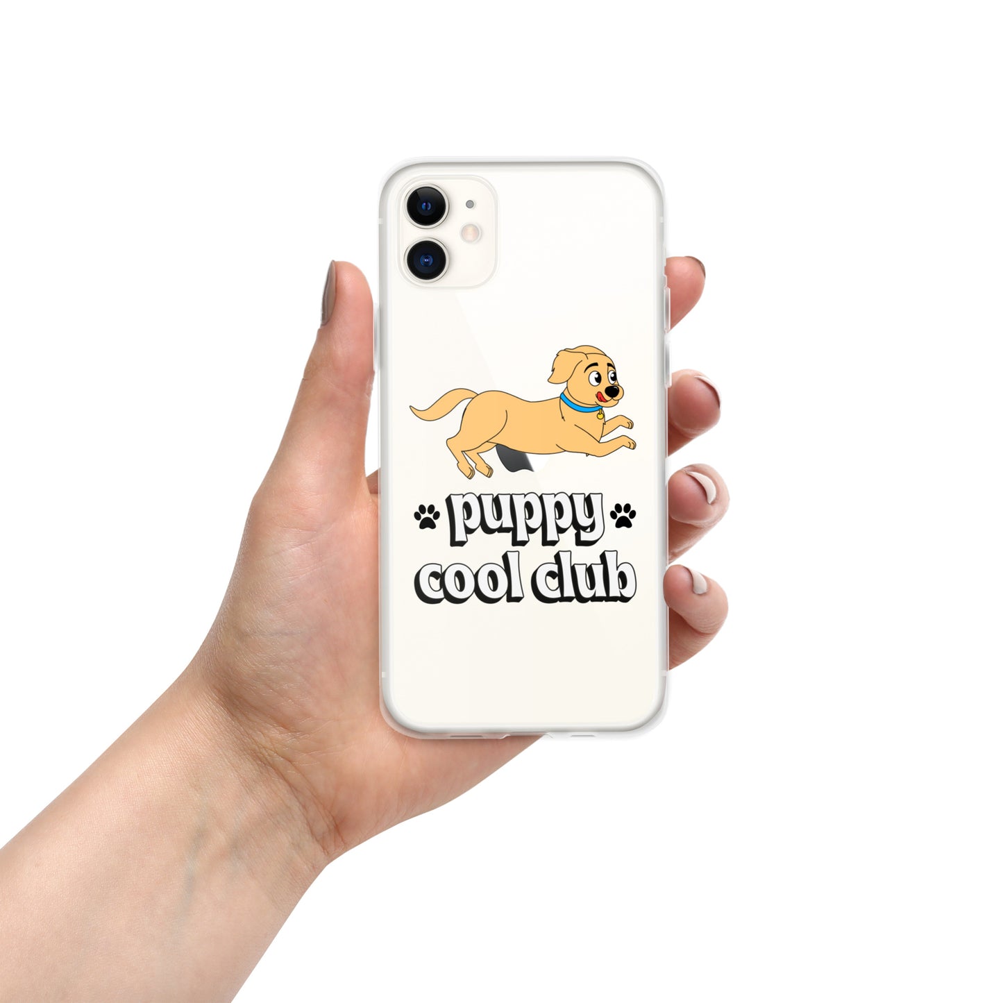 Lindo estuche transparente para iPhone: adorable diseño de cachorro para una protección divertida y elegante del dispositivo