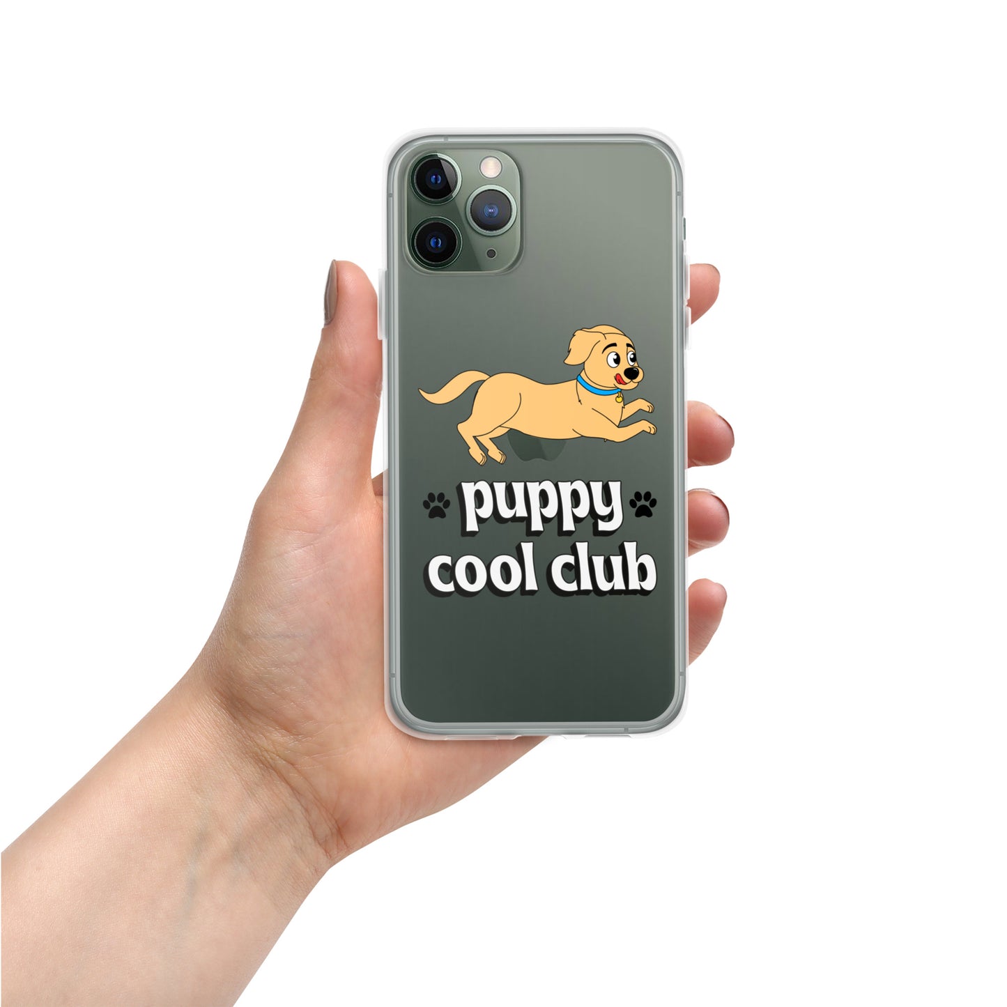 Lindo estuche transparente para iPhone: adorable diseño de cachorro para una protección divertida y elegante del dispositivo