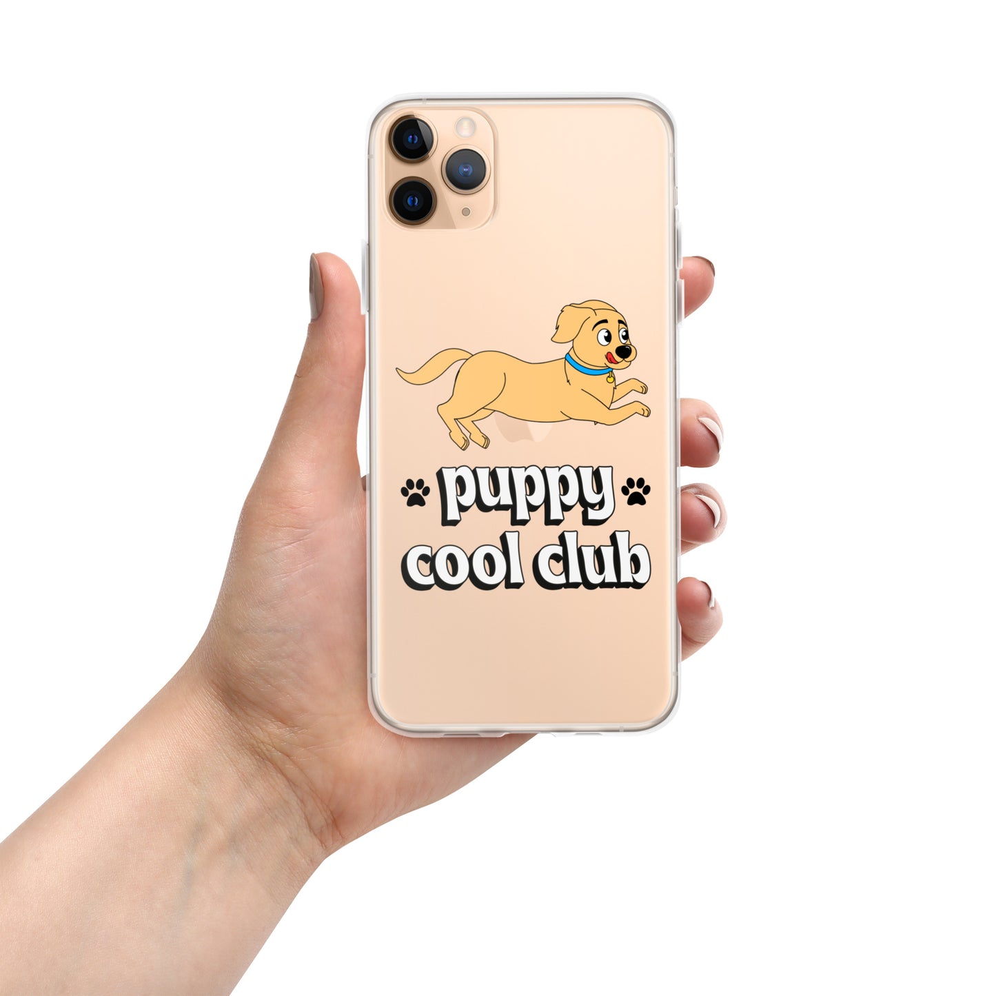 Lindo estuche transparente para iPhone: adorable diseño de cachorro para una protección divertida y elegante del dispositivo