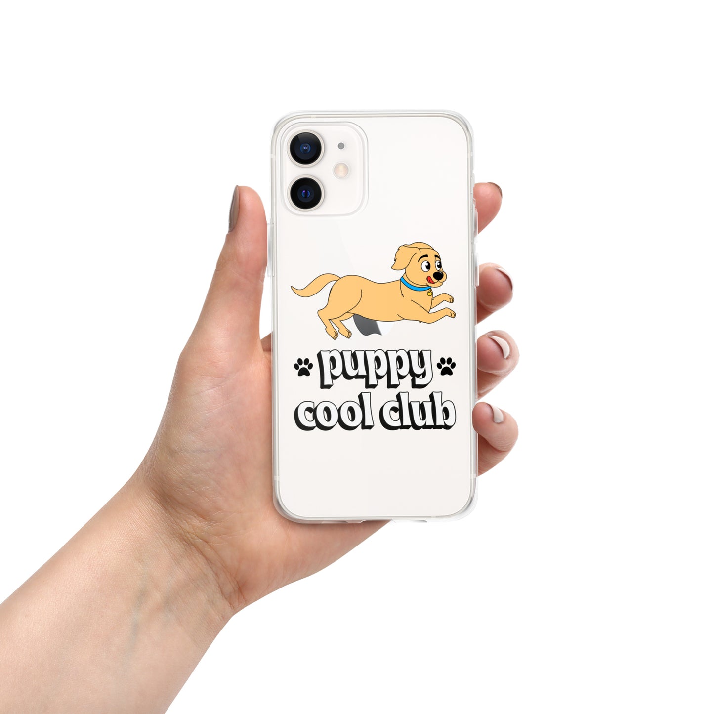 Lindo estuche transparente para iPhone: adorable diseño de cachorro para una protección divertida y elegante del dispositivo