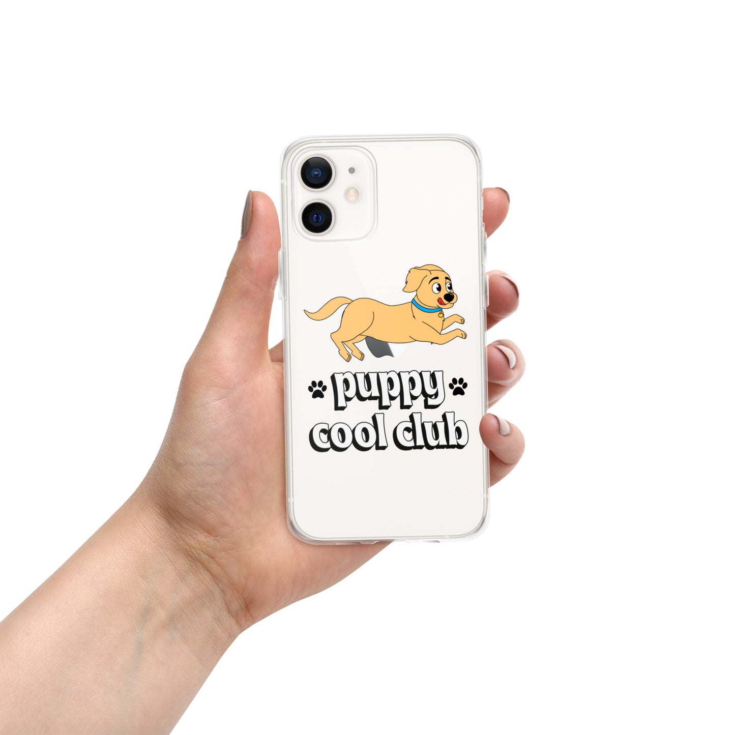 Lindo estuche transparente para iPhone: adorable diseño de cachorro para una protección divertida y elegante del dispositivo