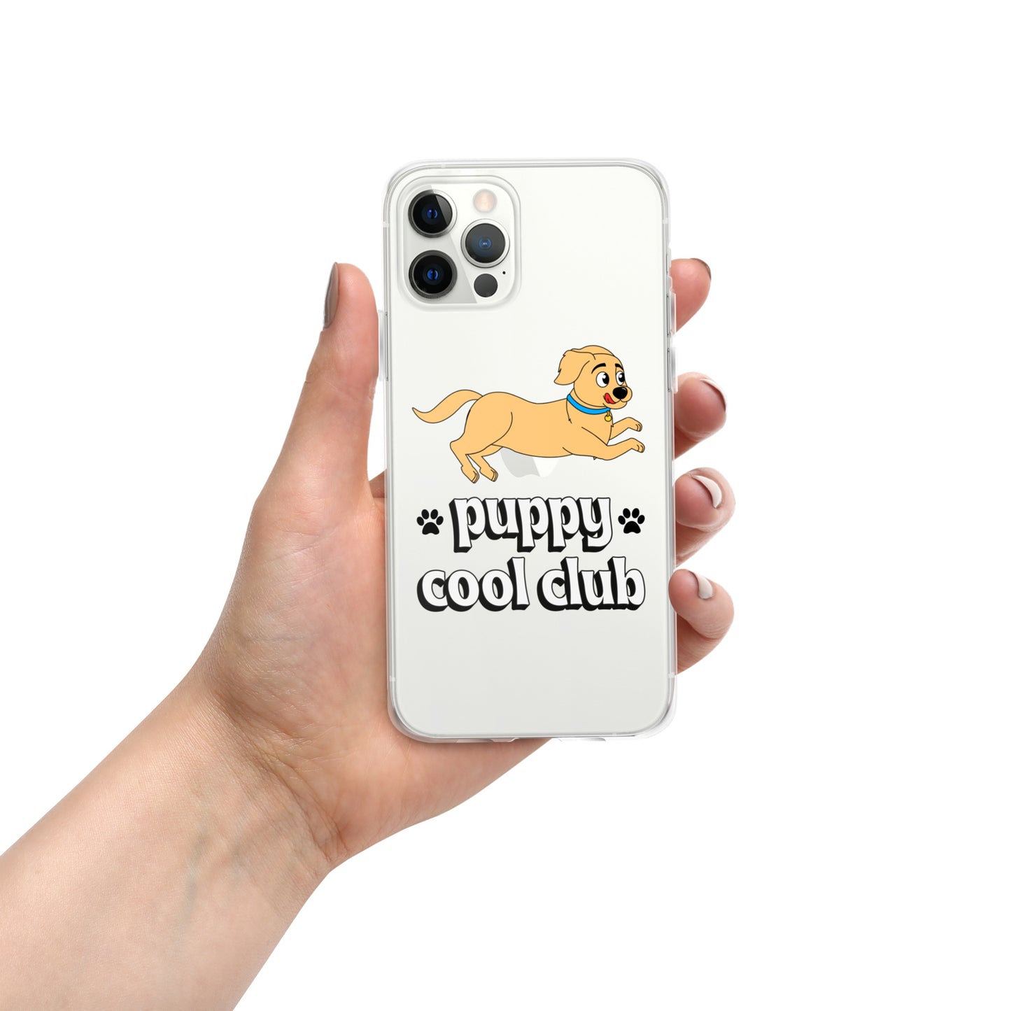 Lindo estuche transparente para iPhone: adorable diseño de cachorro para una protección divertida y elegante del dispositivo