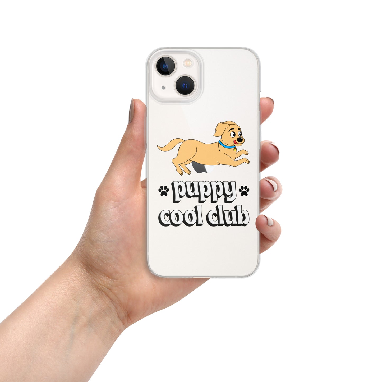 Lindo estuche transparente para iPhone: adorable diseño de cachorro para una protección divertida y elegante del dispositivo