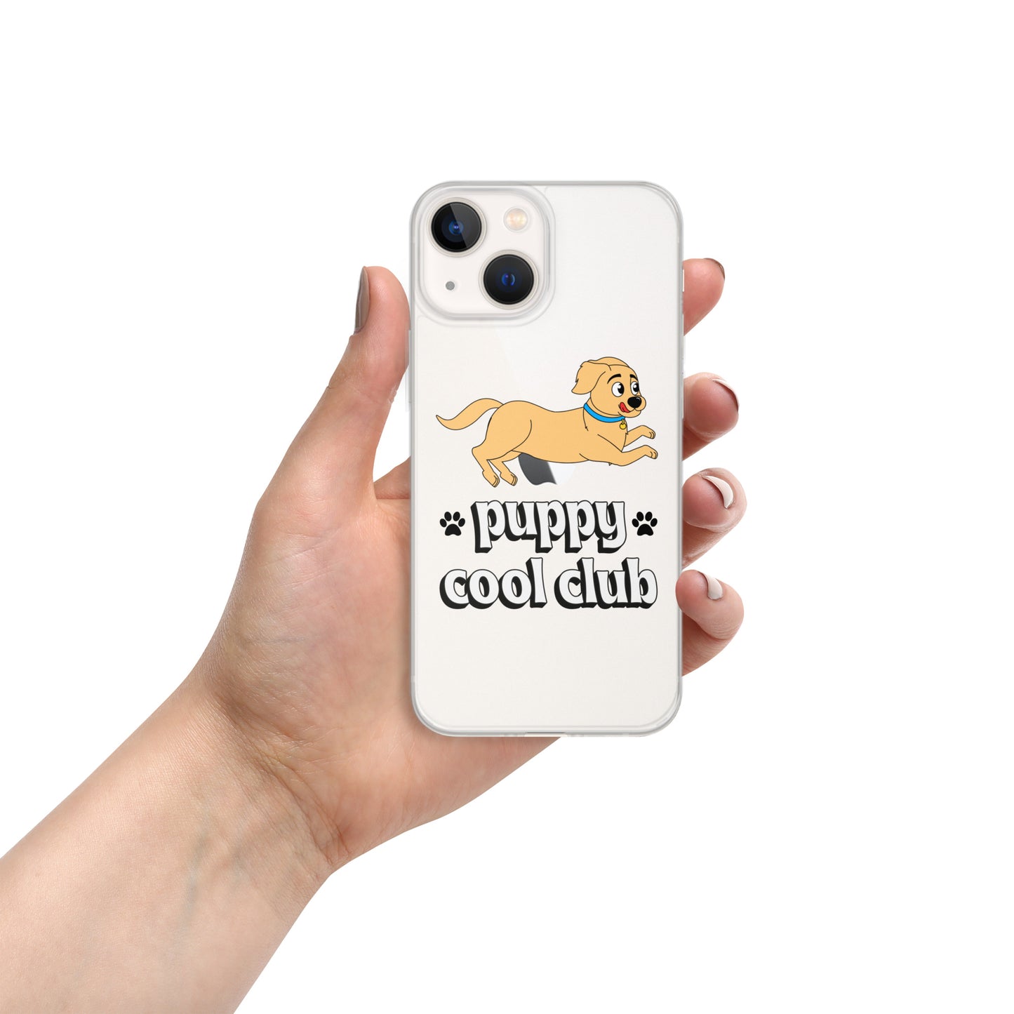 Lindo estuche transparente para iPhone: adorable diseño de cachorro para una protección divertida y elegante del dispositivo