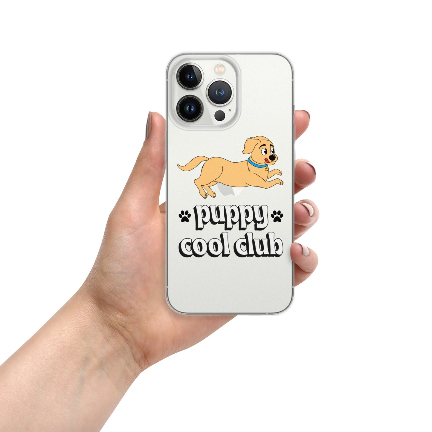 Lindo estuche transparente para iPhone: adorable diseño de cachorro para una protección divertida y elegante del dispositivo