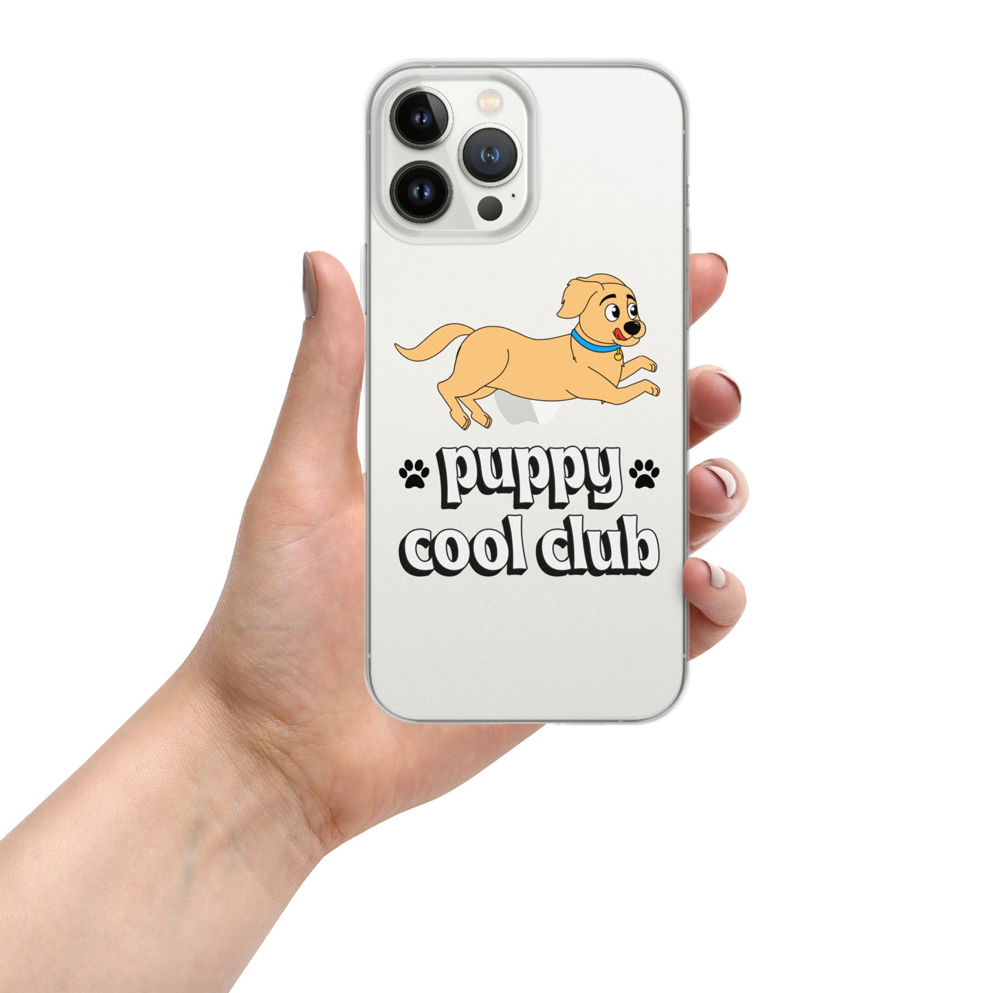 Lindo estuche transparente para iPhone: adorable diseño de cachorro para una protección divertida y elegante del dispositivo