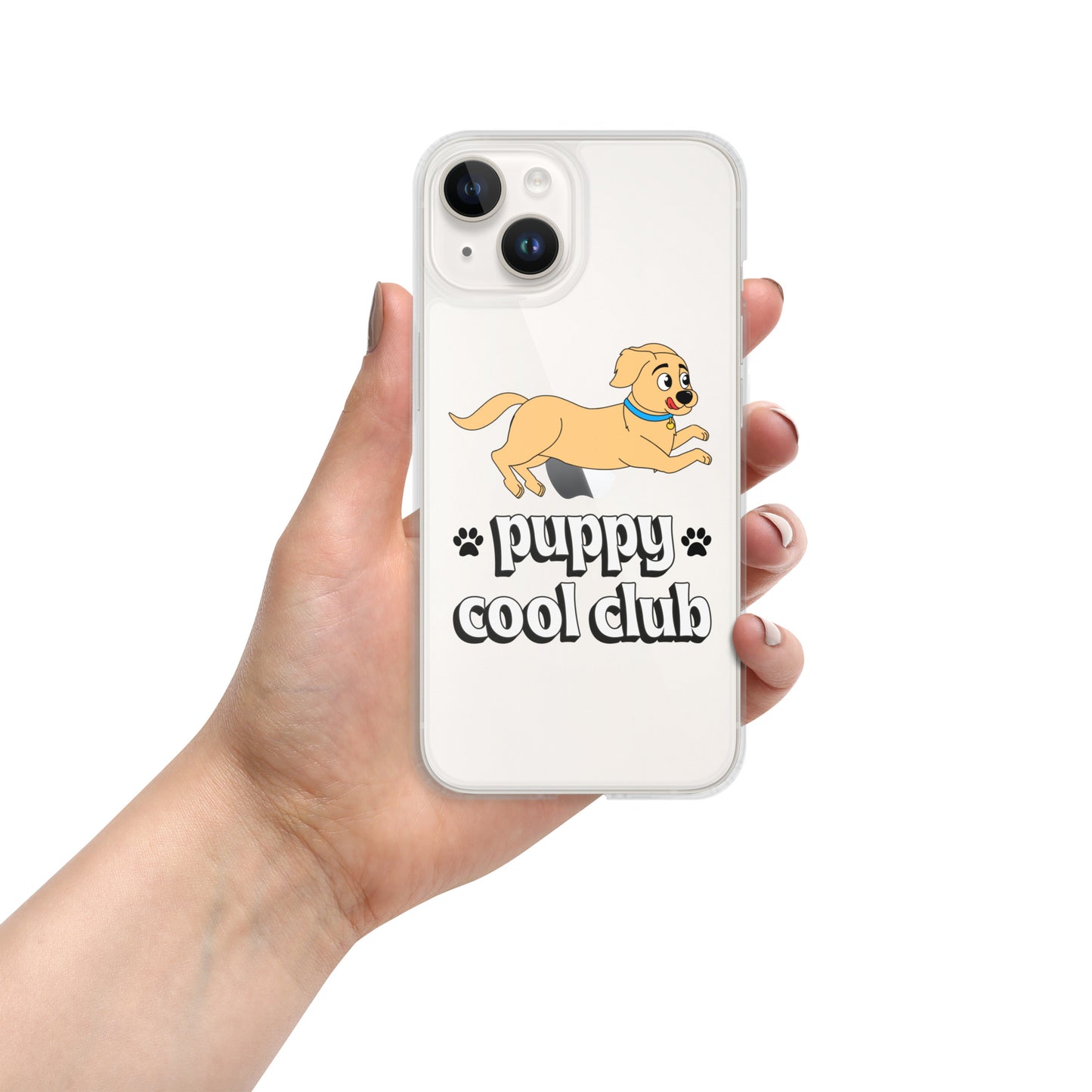 Lindo estuche transparente para iPhone: adorable diseño de cachorro para una protección divertida y elegante del dispositivo