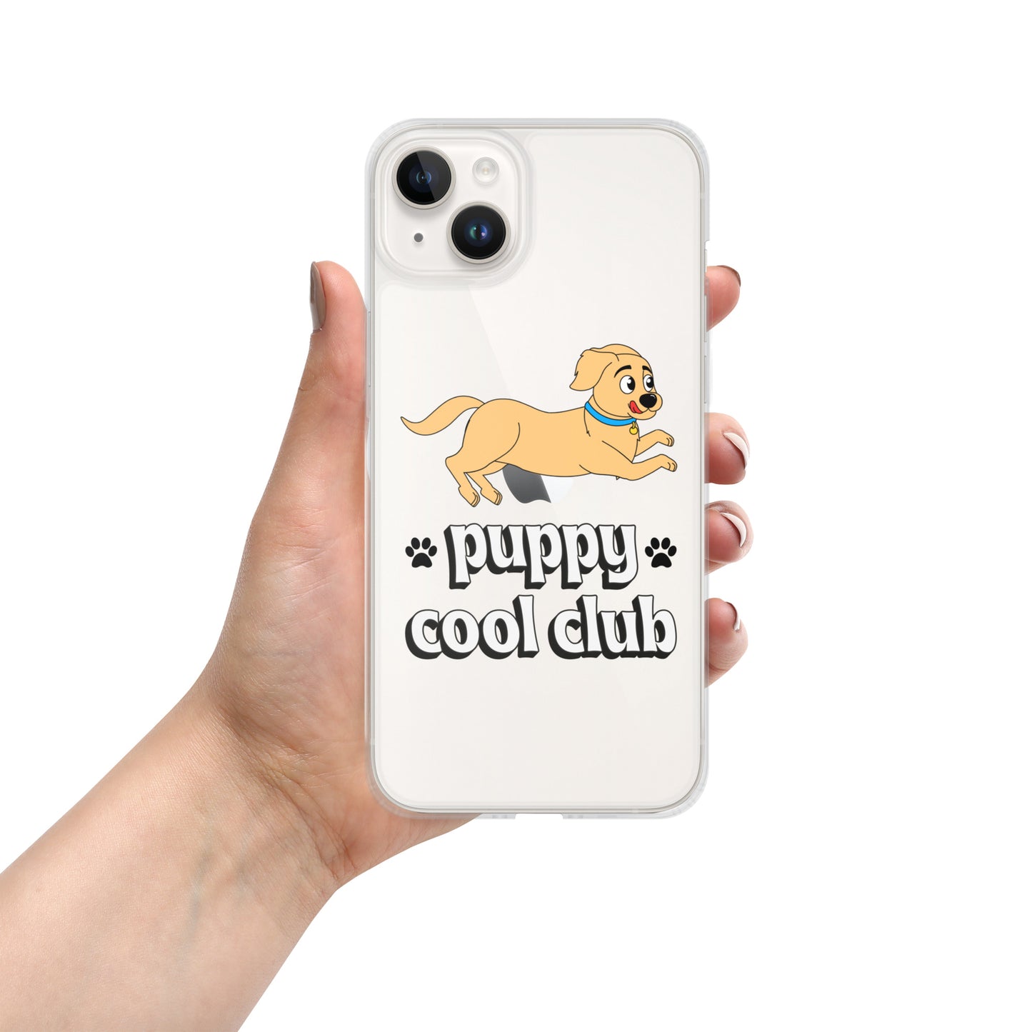 Lindo estuche transparente para iPhone: adorable diseño de cachorro para una protección divertida y elegante del dispositivo