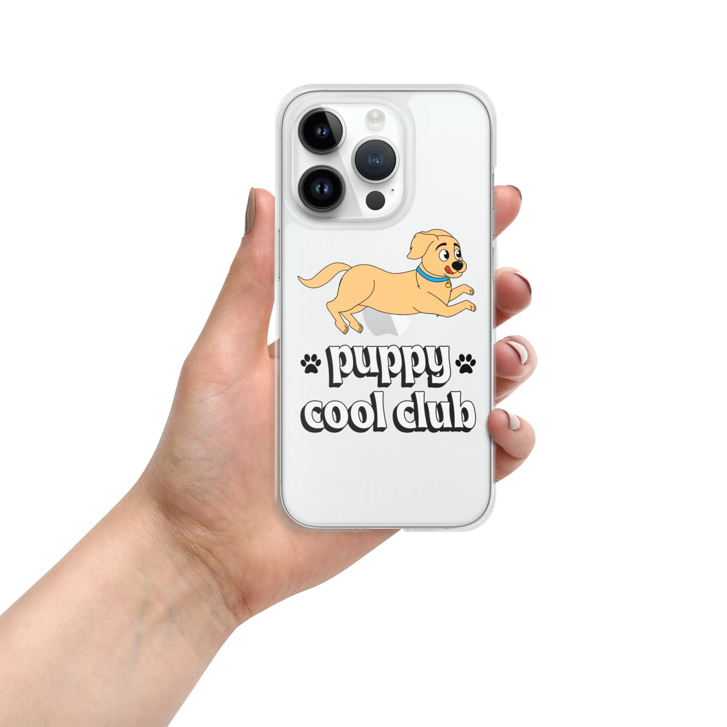 Lindo estuche transparente para iPhone: adorable diseño de cachorro para una protección divertida y elegante del dispositivo