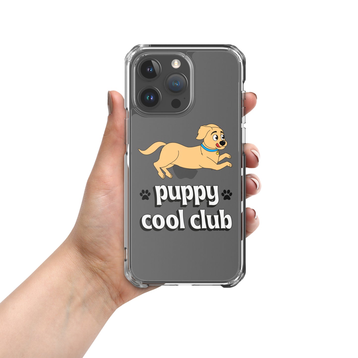 Lindo estuche transparente para iPhone: adorable diseño de cachorro para una protección divertida y elegante del dispositivo