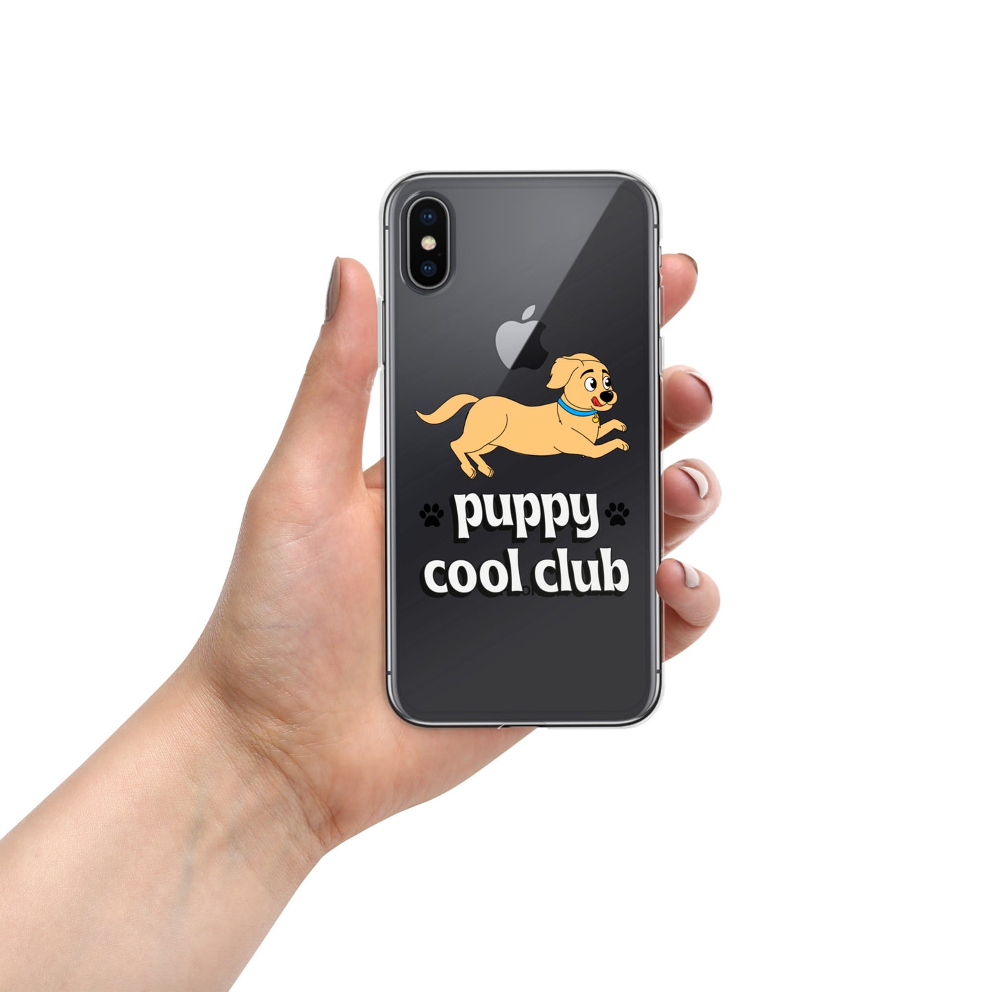 Lindo estuche transparente para iPhone: adorable diseño de cachorro para una protección divertida y elegante del dispositivo