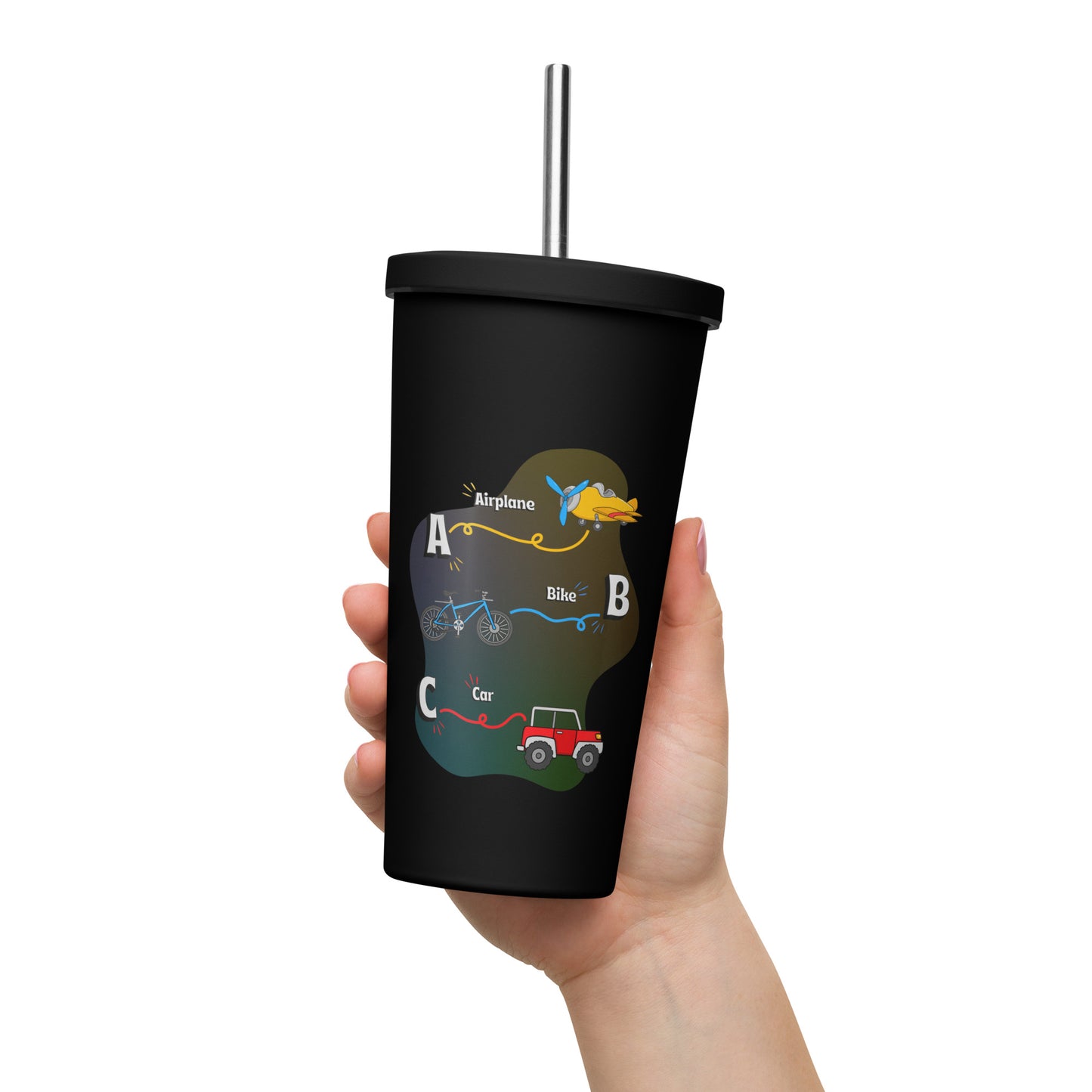 Colorful Insulated Tumbler with Straw - Stylish Design for Refreshing Drinks on the Go! Ideal for Cold Beverages and Smoothies