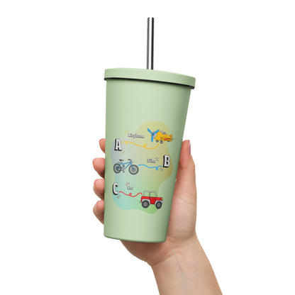 Colorful Insulated Tumbler with Straw - Stylish Design for Refreshing Drinks on the Go! Ideal for Cold Beverages and Smoothies