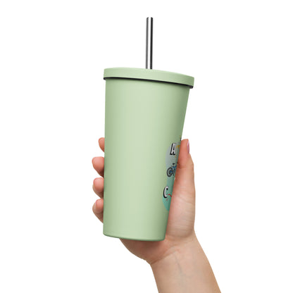 Colorful Insulated Tumbler with Straw - Stylish Design for Refreshing Drinks on the Go! Ideal for Cold Beverages and Smoothies