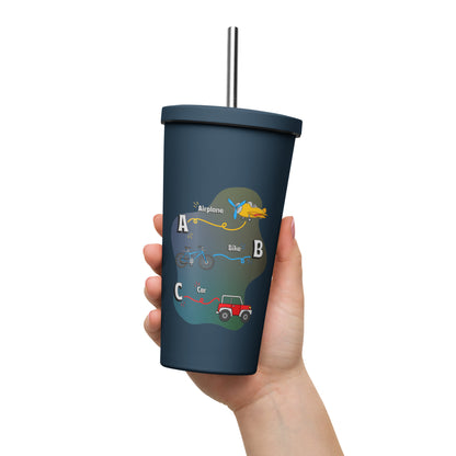 Colorful Insulated Tumbler with Straw - Stylish Design for Refreshing Drinks on the Go! Ideal for Cold Beverages and Smoothies