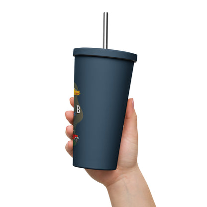 Colorful Insulated Tumbler with Straw - Stylish Design for Refreshing Drinks on the Go! Ideal for Cold Beverages and Smoothies