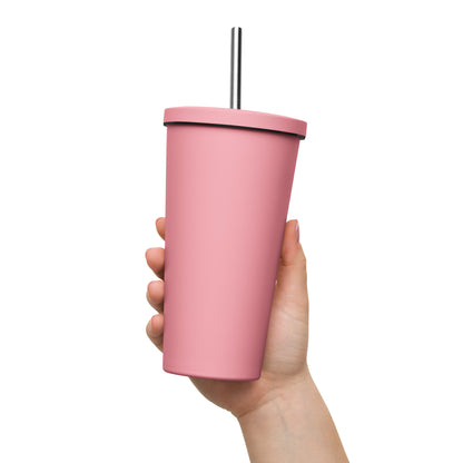 Colorful Insulated Tumbler with Straw - Stylish Design for Refreshing Drinks on the Go! Ideal for Cold Beverages and Smoothies