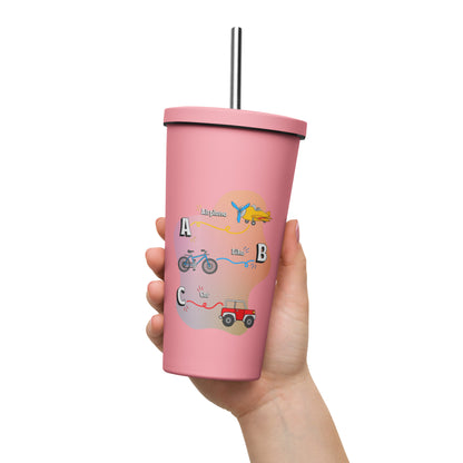 Colorful Insulated Tumbler with Straw - Stylish Design for Refreshing Drinks on the Go! Ideal for Cold Beverages and Smoothies