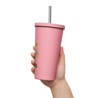 Colorful Insulated Tumbler with Straw - Stylish Design for Refreshing Drinks on the Go! Ideal for Cold Beverages and Smoothies