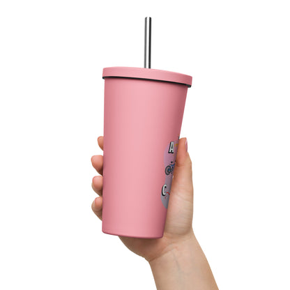 Colorful Insulated Tumbler with Straw - Stylish Design for Refreshing Drinks on the Go! Ideal for Cold Beverages and Smoothies